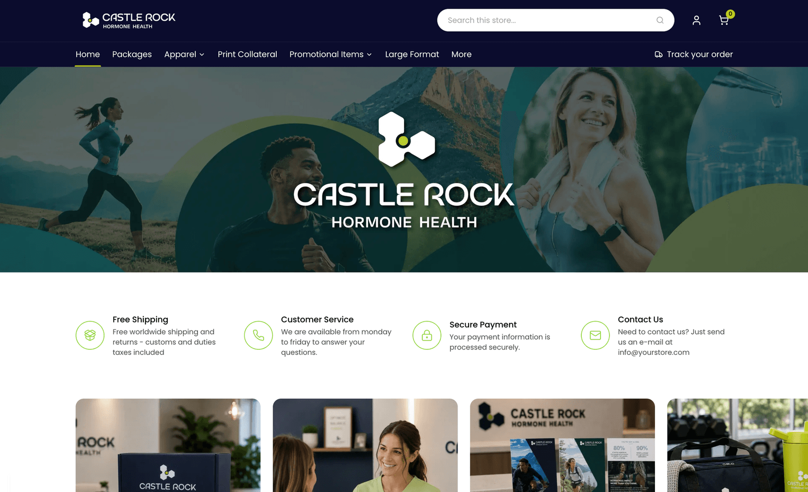 A storefront built from the Healthcare template