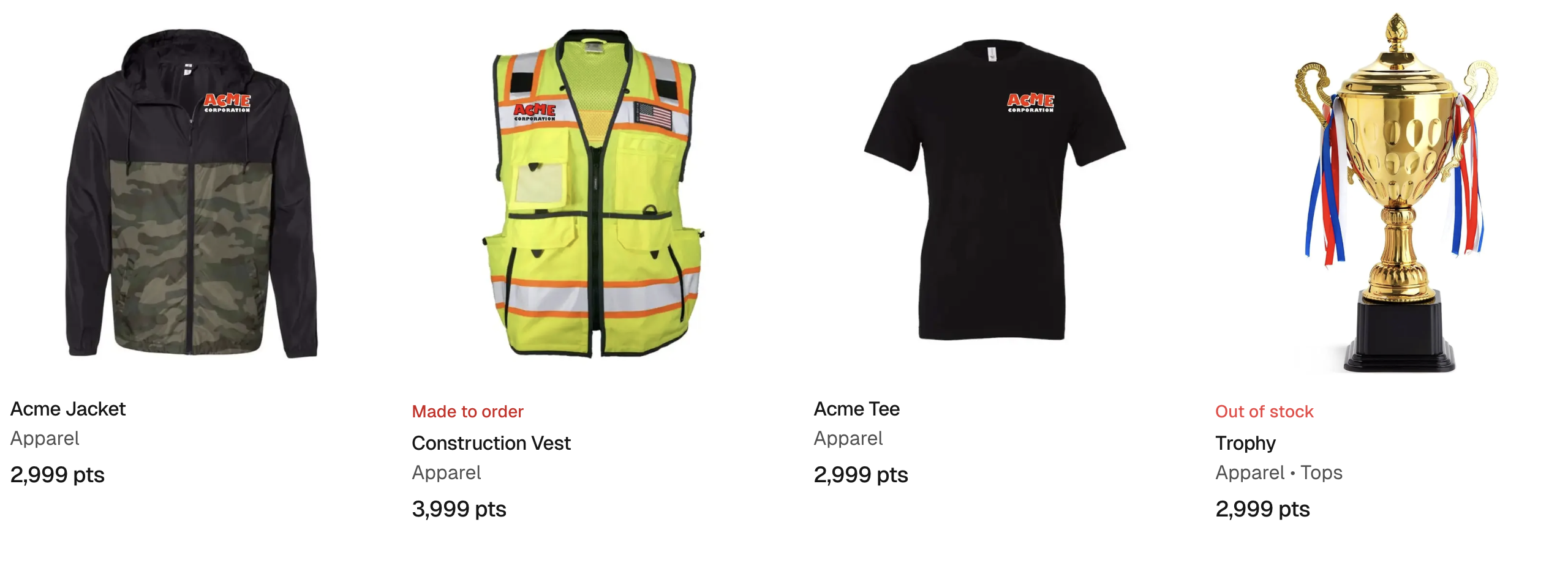 Redemption store for points and rewards